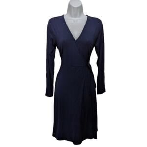 Old‎ Navy Babydoll Wrap Dress Womens Large Blue Career Professional Causal Knit